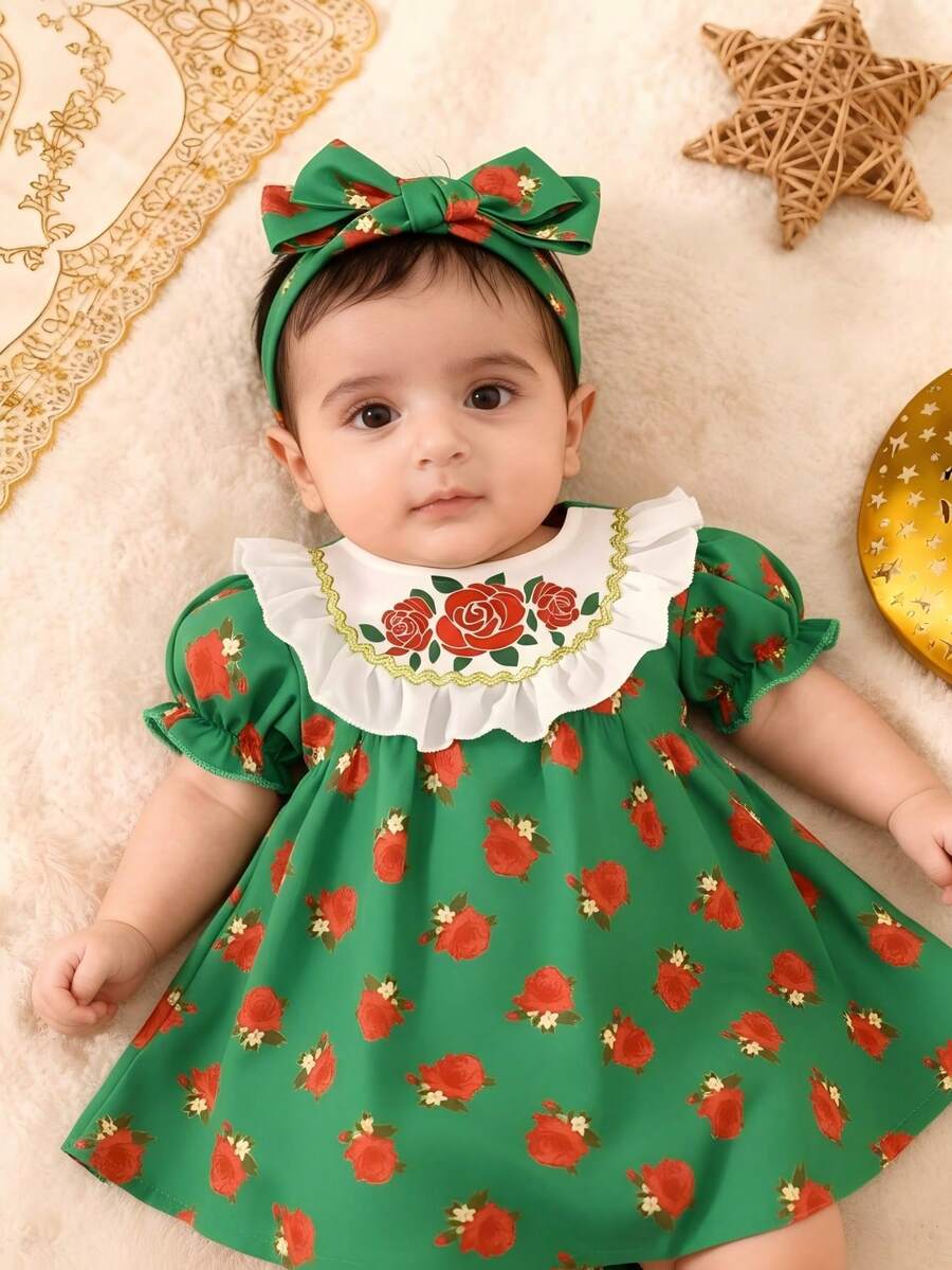 Baby Embroidered Puff Sleeve Dress for Cute Summer Outings and Photoshoots