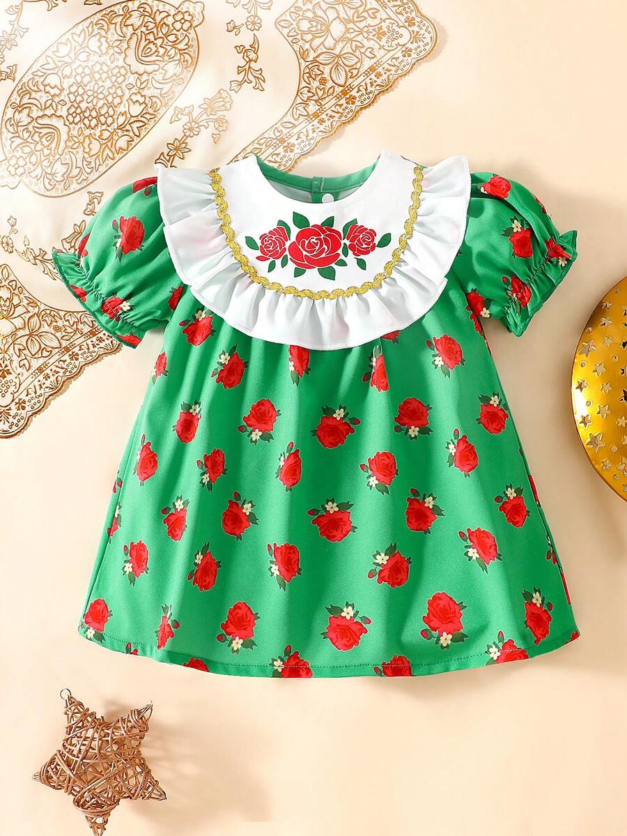 Baby Embroidered Puff Sleeve Dress for Cute Summer Outings and Photoshoots