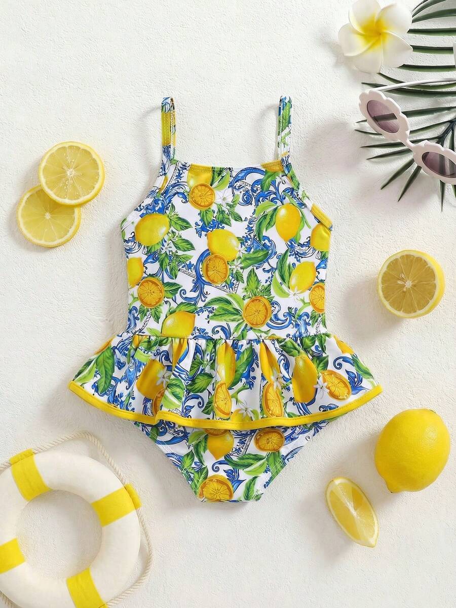 Summer Beach Swimsuit For Toddler Girls With Fun Watermelon Print
