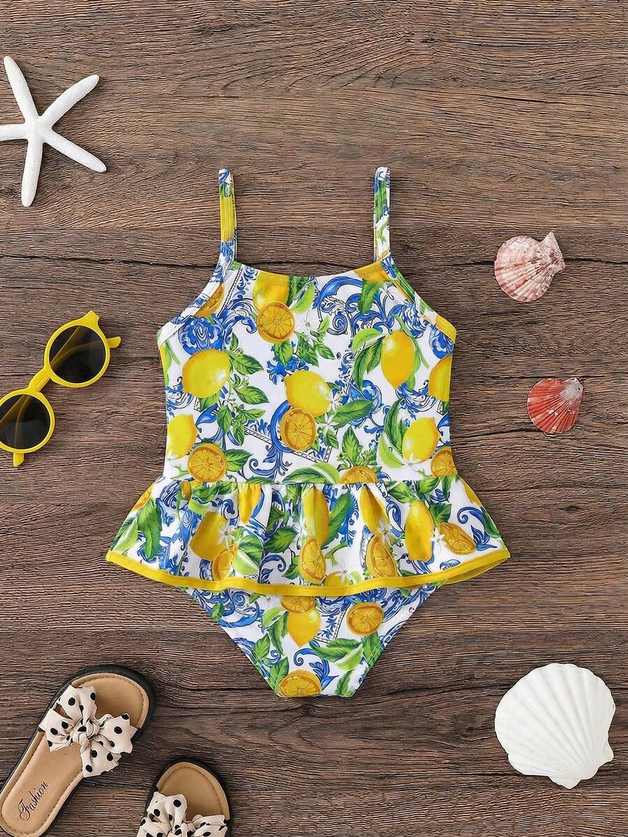 Summer Beach Swimsuit For Toddler Girls With Fun Watermelon Print