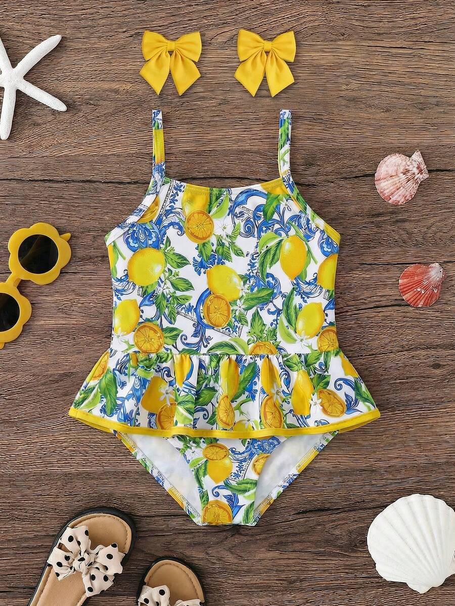Summer Beach Swimsuit For Toddler Girls With Fun Watermelon Print