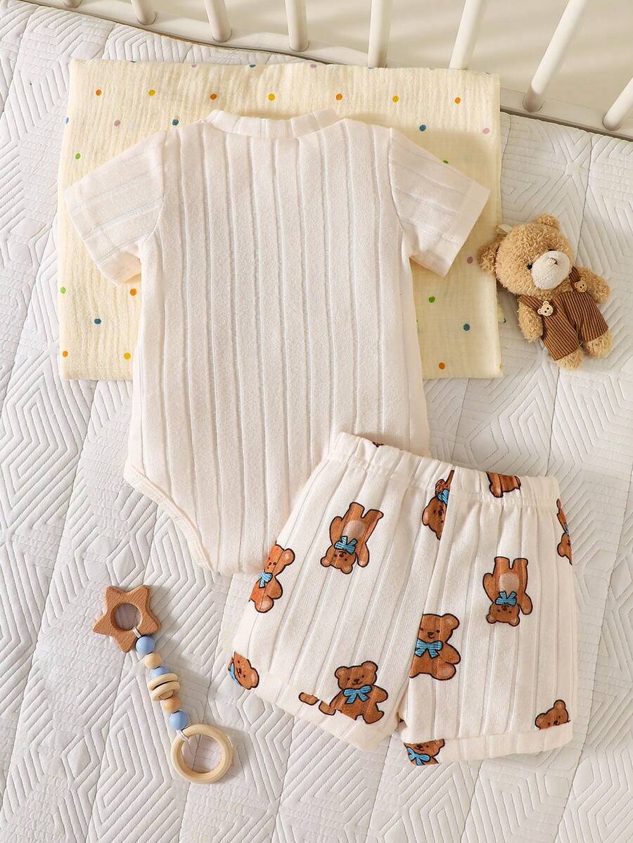 Baby Lion Print Romper and Shorts Set for Daily Wear and Photoshoots