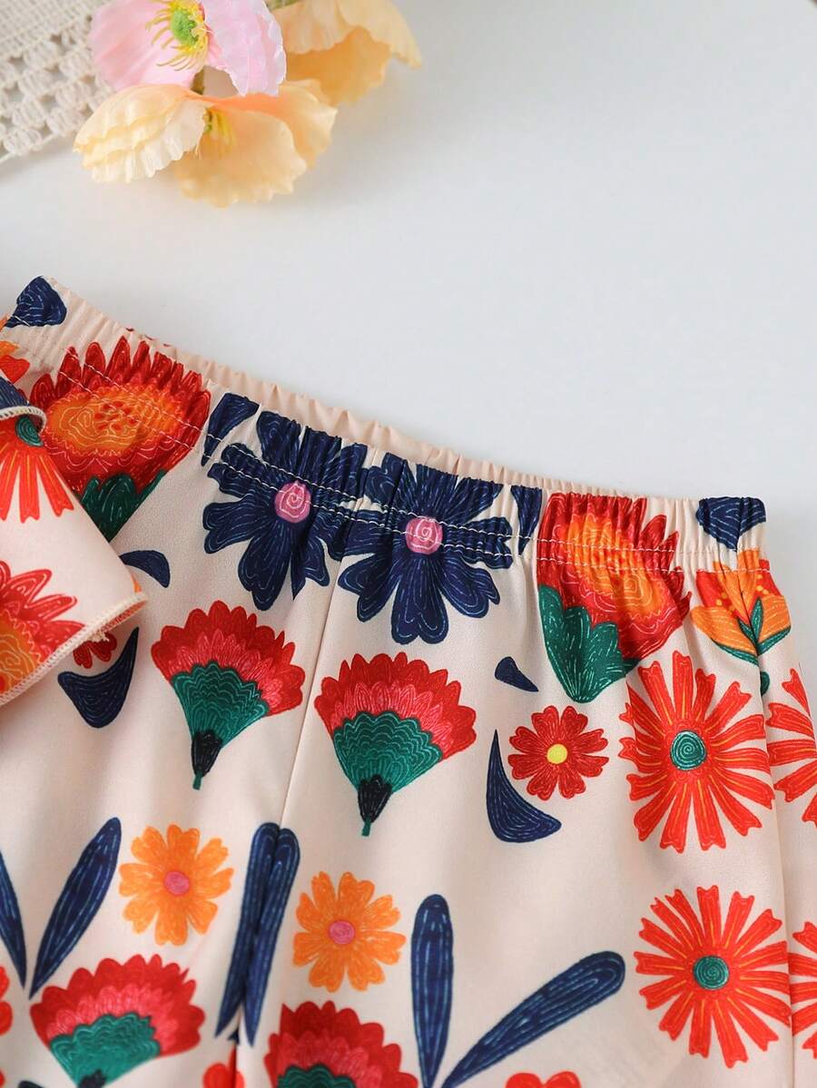 Summer Vibe Floral Print Cami & Loose Pants Set for Baby Girls
