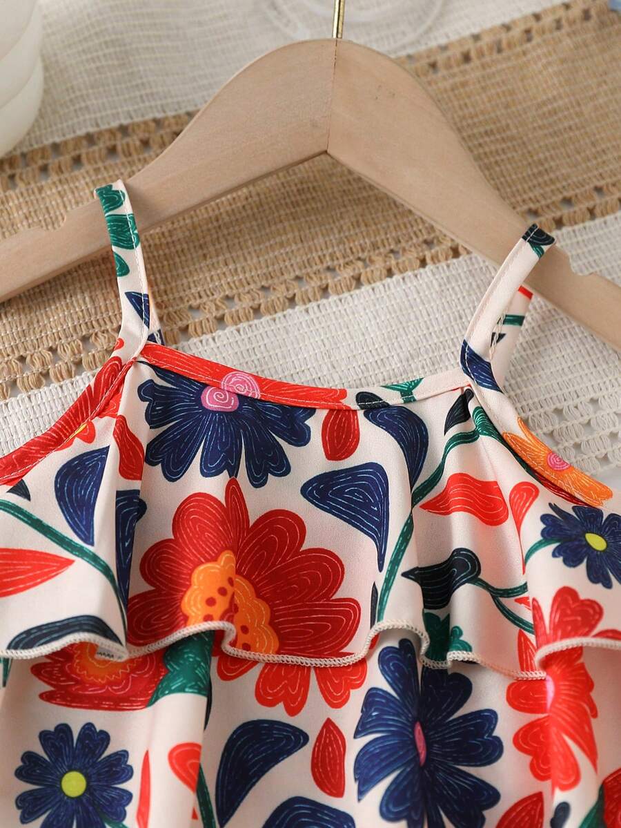 Summer Vibe Floral Print Cami & Loose Pants Set for Baby Girls