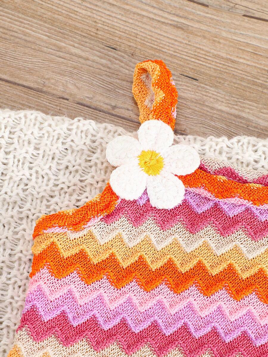 Striped Knit Camisole And Shorts Set For Baby Girls Summer Vacation Wear