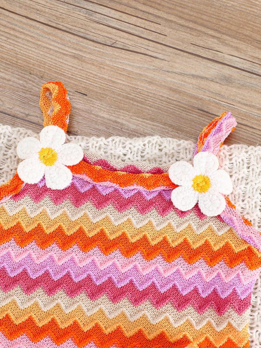 Striped Knit Camisole And Shorts Set For Baby Girls Summer Vacation Wear