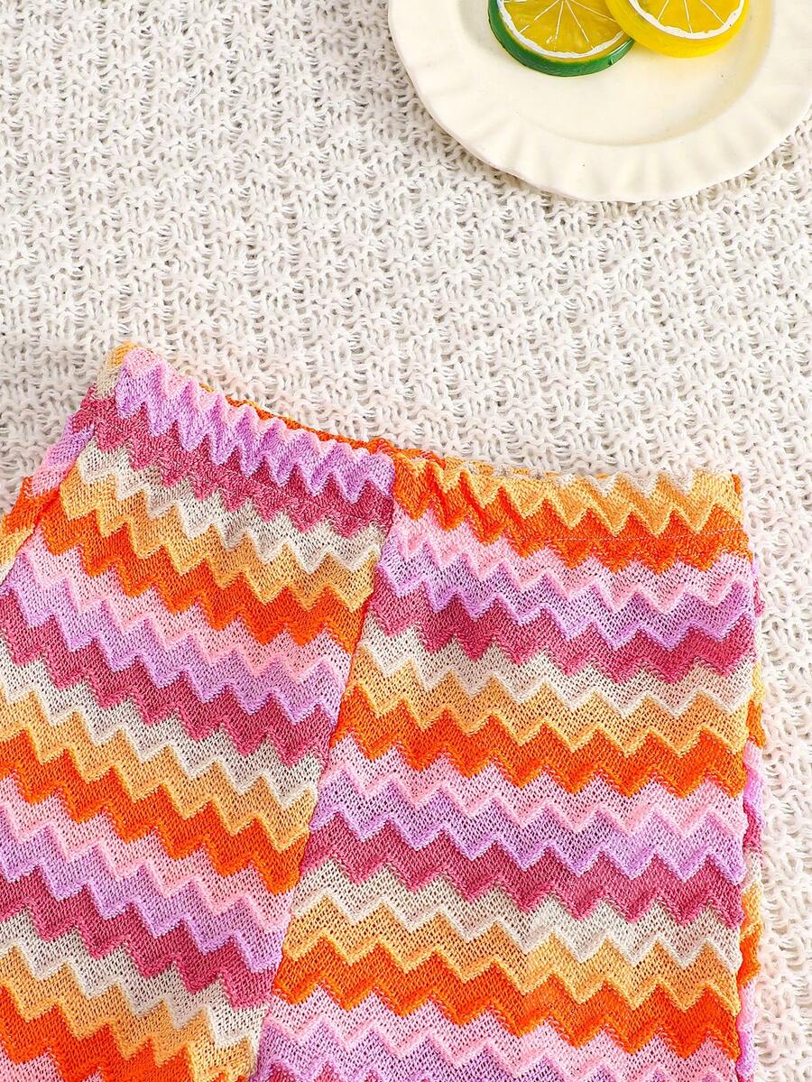 Striped Knit Camisole And Shorts Set For Baby Girls Summer Vacation Wear