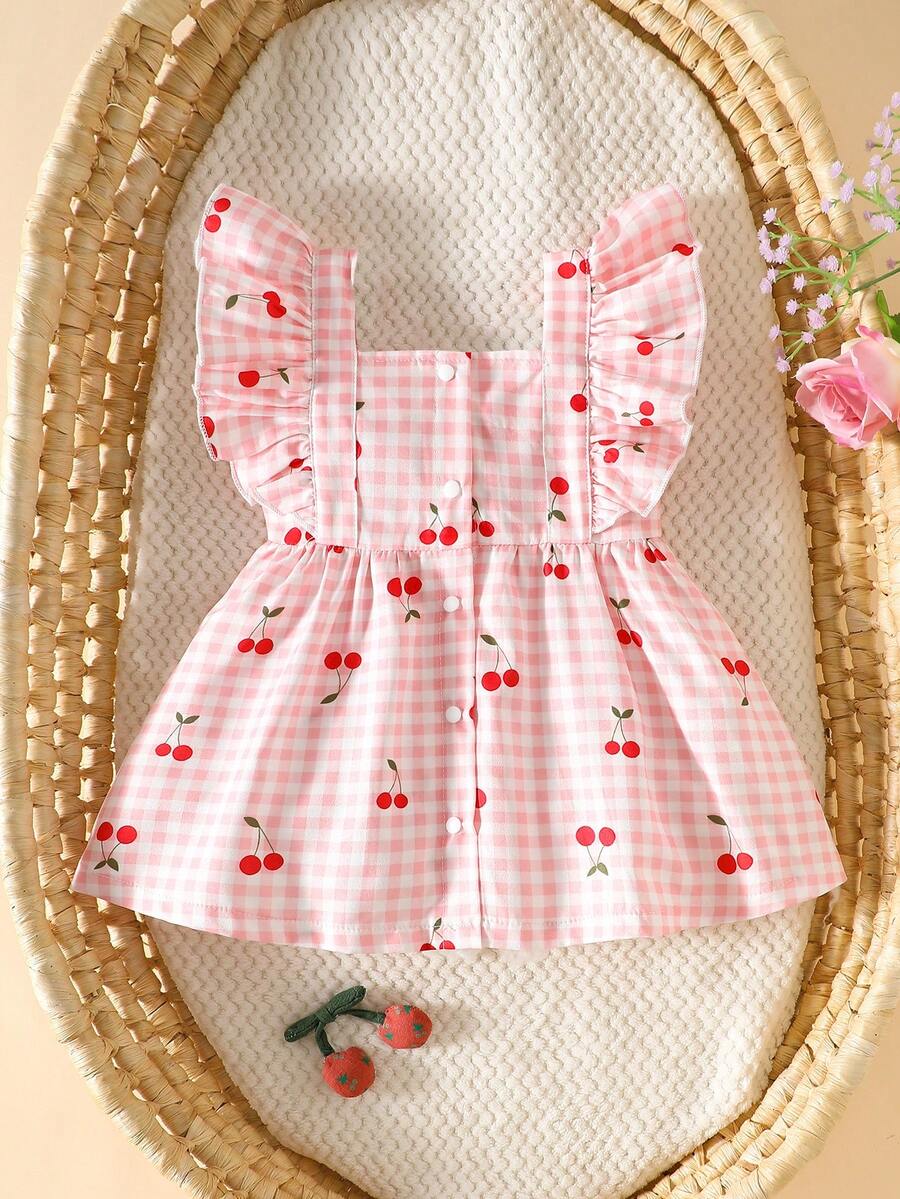 Baby Daisy Print Ruffled Hem Dress for Cute Summer Daily Wear