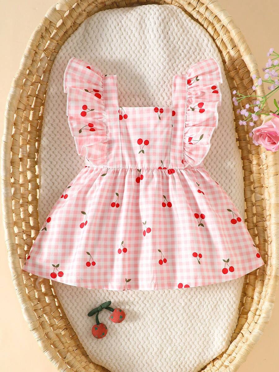 Baby Daisy Print Ruffled Hem Dress for Cute Summer Daily Wear