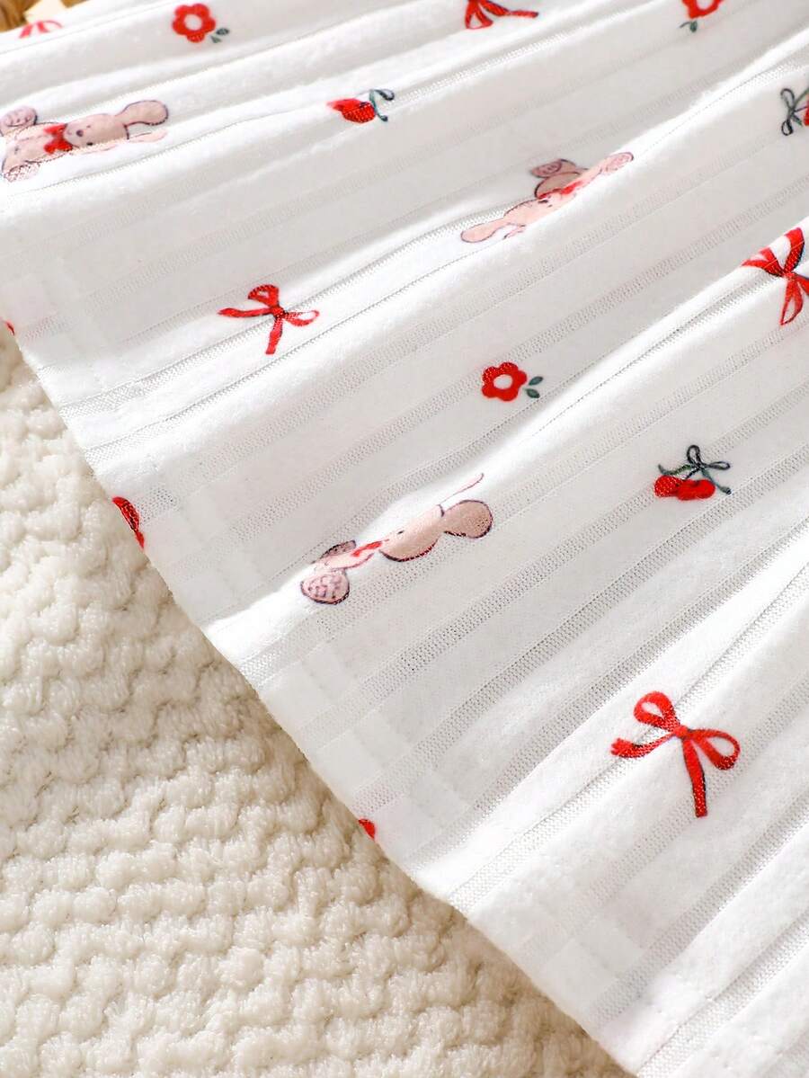 Baby Heart Pattern Dress and Headband Set for Cute All Season Daily Wear