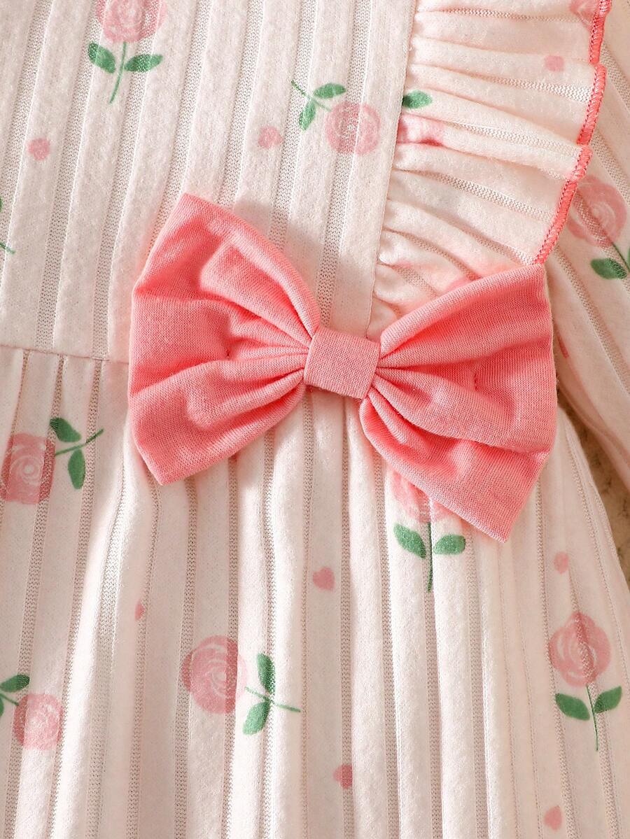 Baby Heart Pattern Dress and Headband Set for Cute All Season Daily Wear