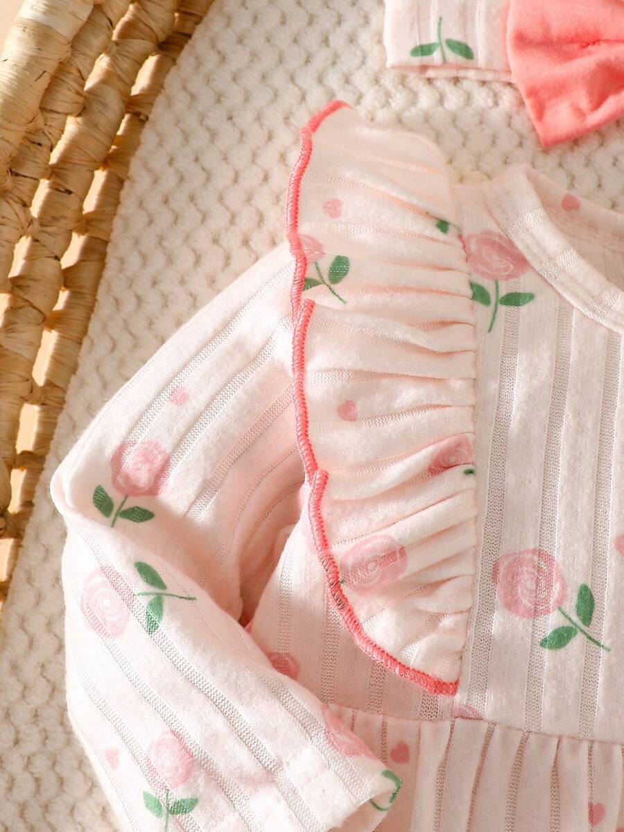 Baby Heart Pattern Dress and Headband Set for Cute All Season Daily Wear