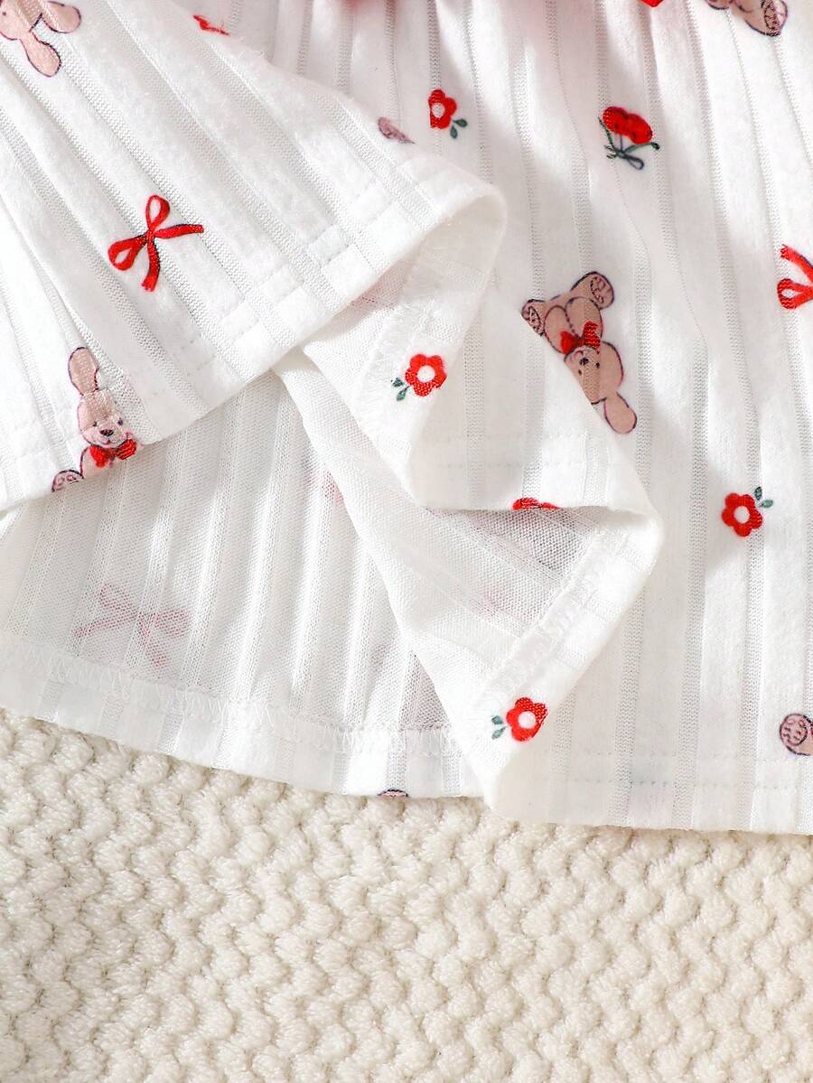 Baby Heart Pattern Dress and Headband Set for Cute All Season Daily Wear