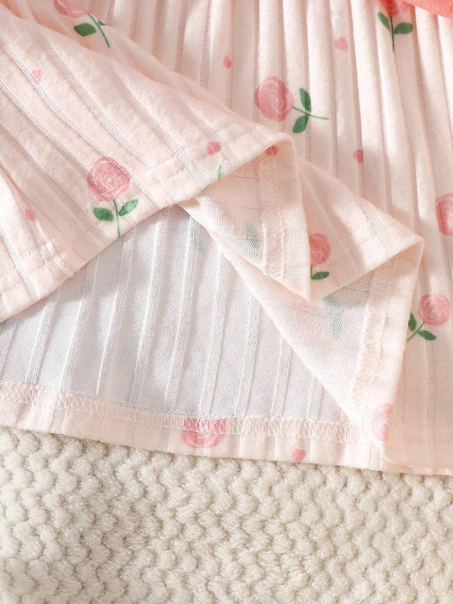 Baby Heart Pattern Dress and Headband Set for Cute All Season Daily Wear