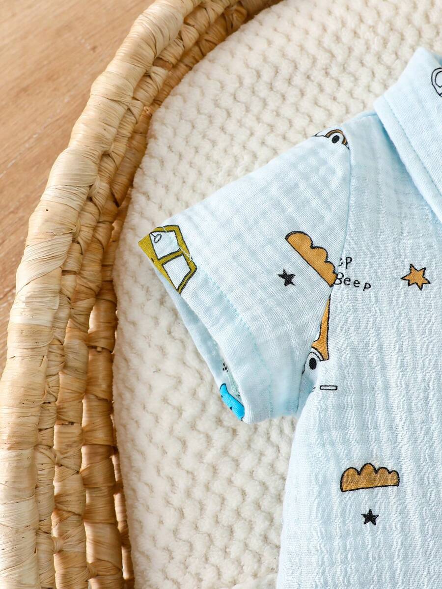 2PCS Baby Boy Gentleman Style Shirt and Shorts Set for Stylish Summer Daily Wear