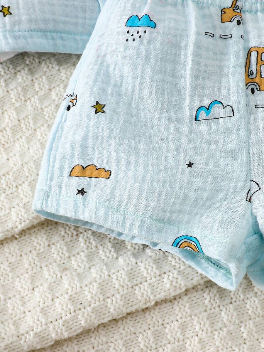 2PCS Baby Boy Gentleman Style Shirt and Shorts Set for Stylish Summer Daily Wear