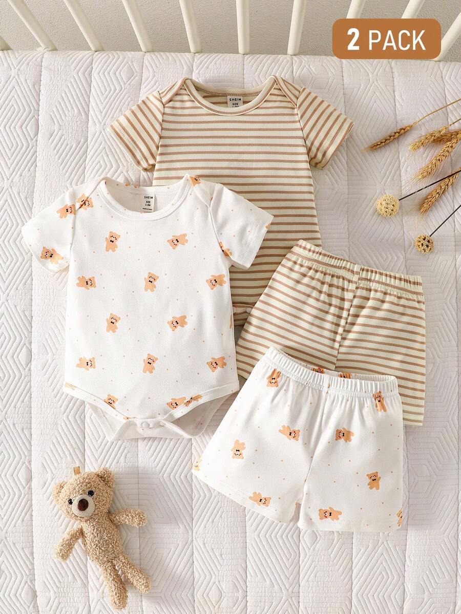 Baby Lion Print Romper and Shorts Set for Daily Wear and Photoshoots