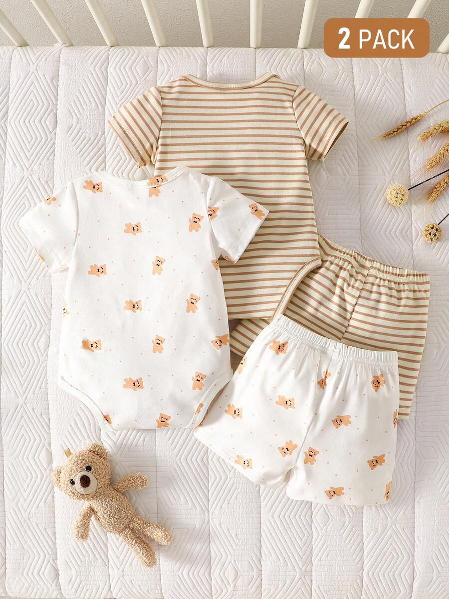 Baby Lion Print Romper and Shorts Set for Daily Wear and Photoshoots