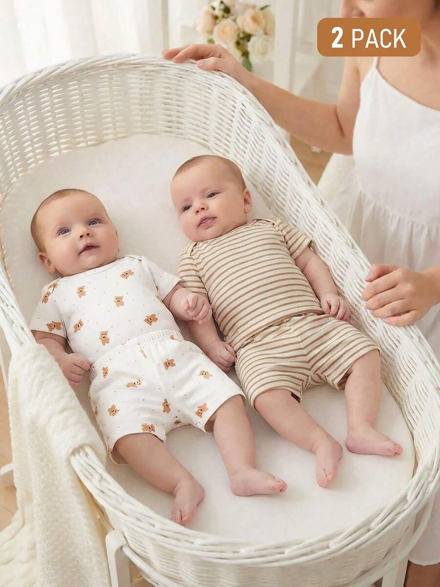 Baby Lion Print Romper and Shorts Set for Daily Wear and Photoshoots