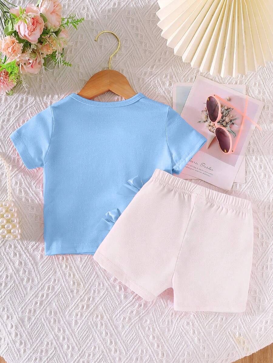 Pride Rainbow Short Sleeve Top & Shorts Set for Toddler Girls