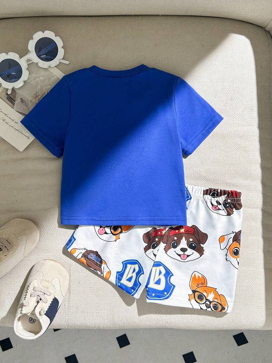 Newborn Boy & Girl Summer Knit Outfit -Cute Cartoon Bear Striped Shirt & Shorts Set