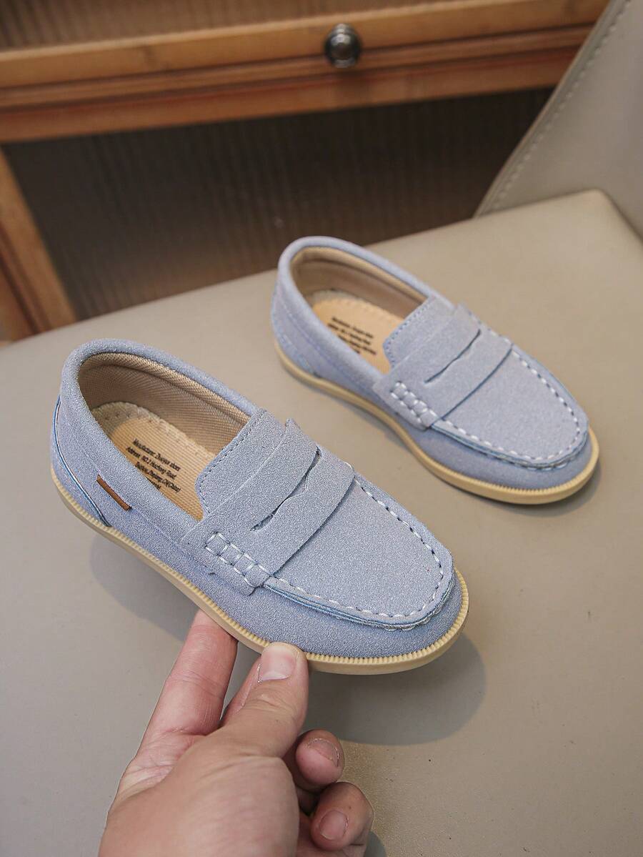 Kids Slip On Casual Loafers Retro Stitched Breathable Non Slip Flat Shoes for Spring Autumn
