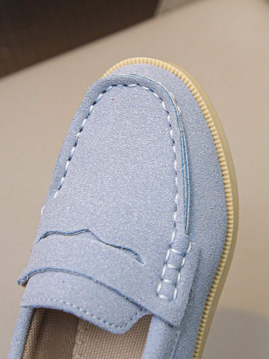 Kids Slip On Casual Loafers Retro Stitched Breathable Non Slip Flat Shoes for Spring Autumn