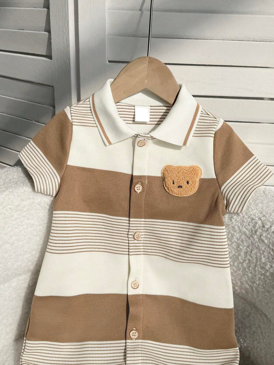 Baby Boy Plaid Short Sleeve Romper Formal Summer Outfit for Birthday Party Christening and Special Occasions