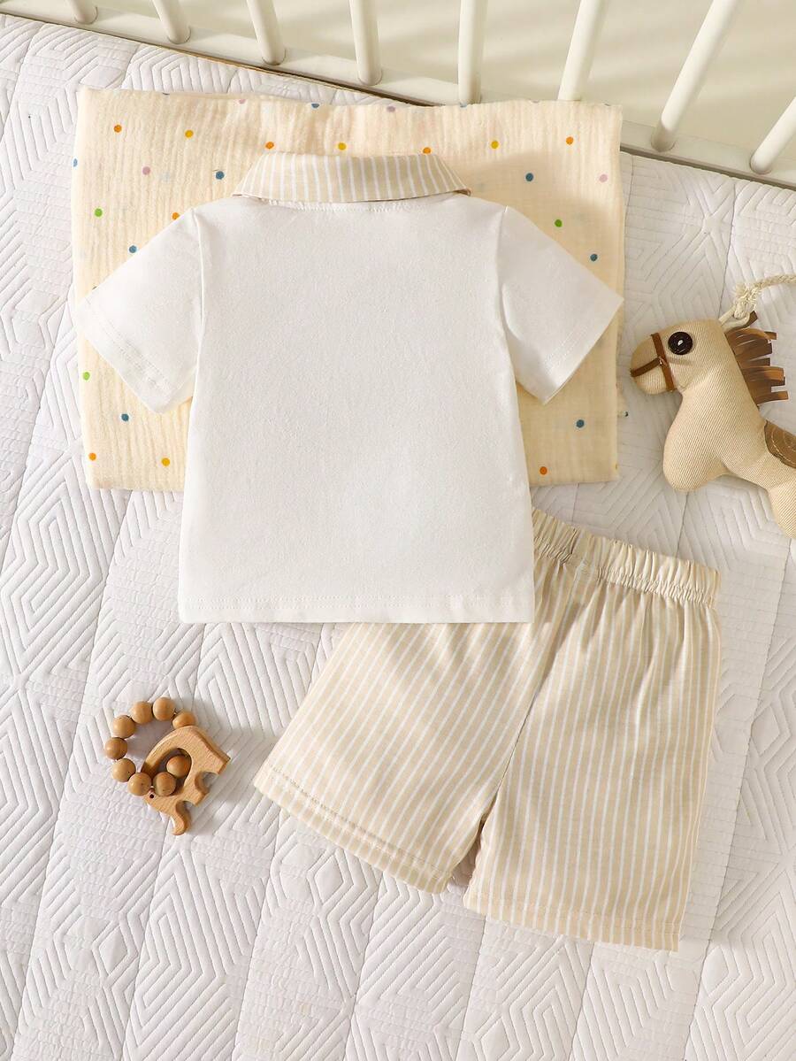 Newborn Baby Boy Funny Wild Animal Print Shirt and Shorts 2-Piece Summer Set