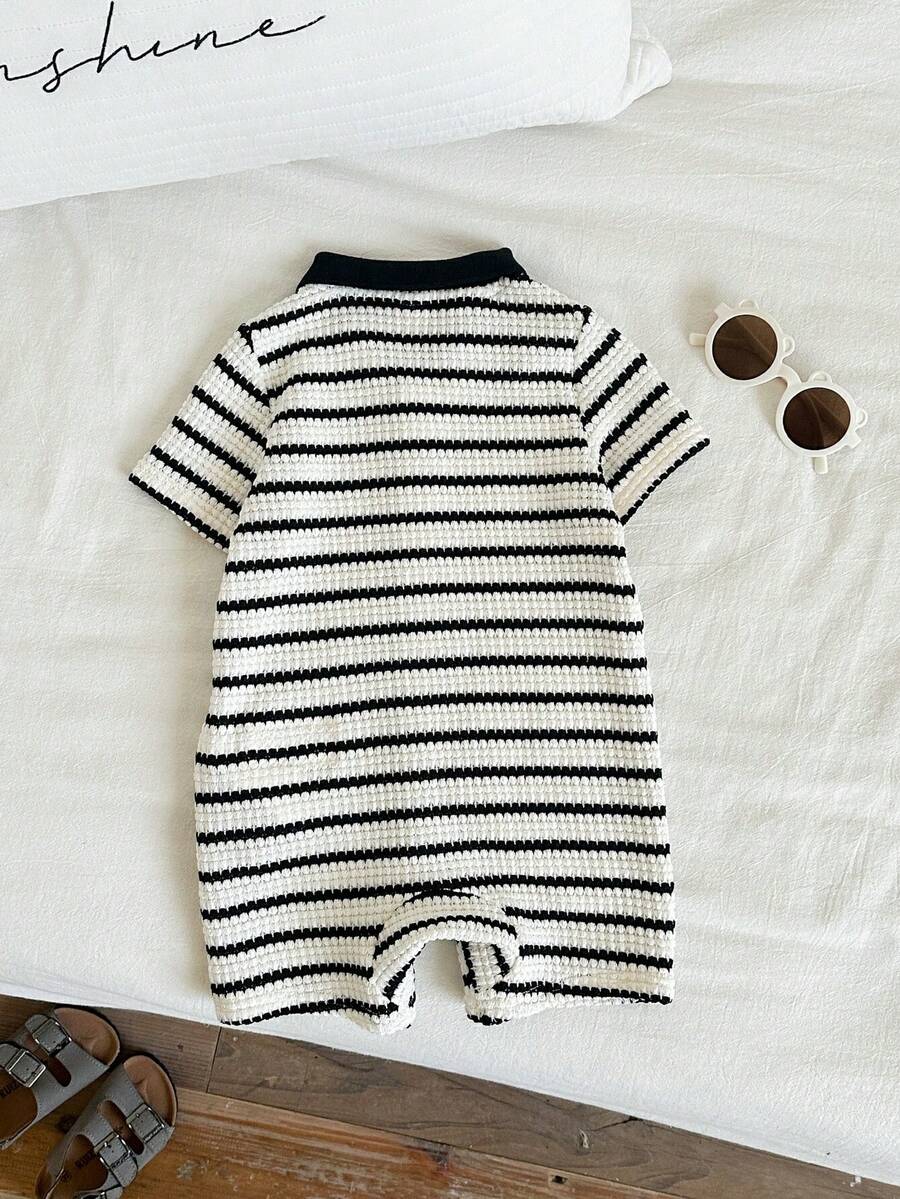 Baby Boy Plaid Short Sleeve Romper Formal Summer Outfit for Birthday Party Christening and Special Occasions