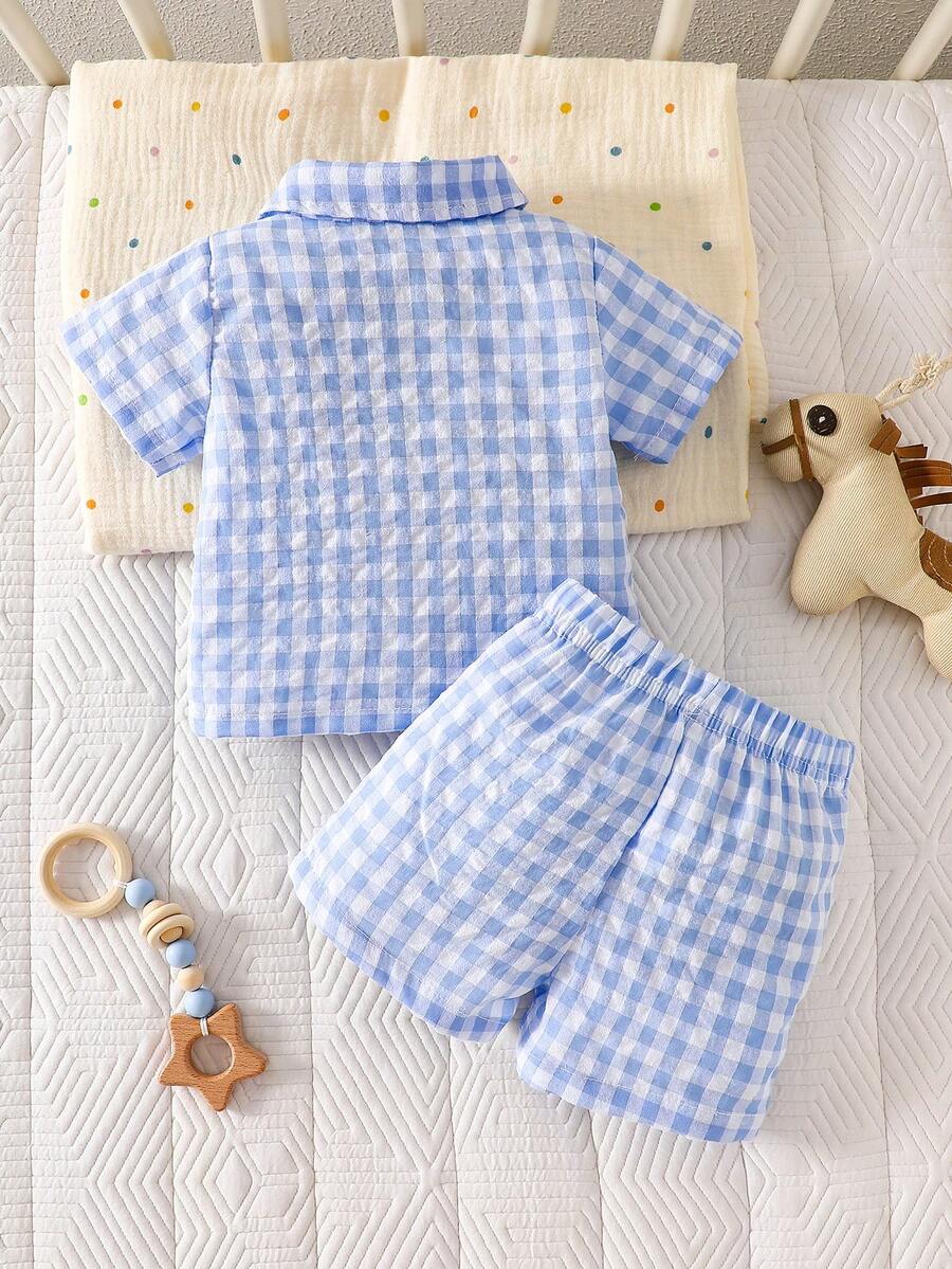 2PCS Baby Boy Gentleman Style Shirt and Shorts Set for Stylish Summer Daily Wear