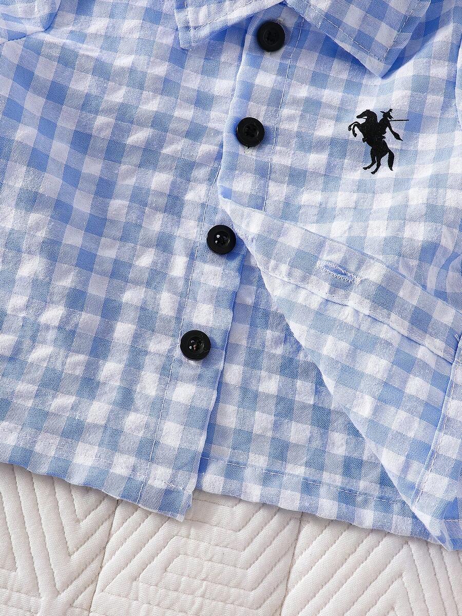 2PCS Baby Boy Gentleman Style Shirt and Shorts Set for Stylish Summer Daily Wear