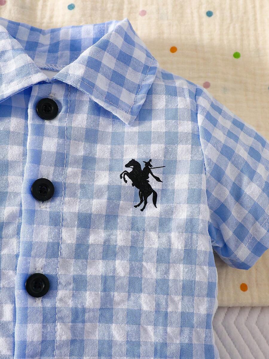 2PCS Baby Boy Gentleman Style Shirt and Shorts Set for Stylish Summer Daily Wear