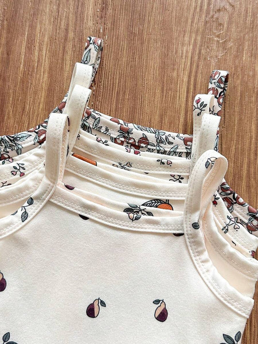 Baby Girl Ditsy Floral Rompers - Countryside Vintage Style 4 Piece Set