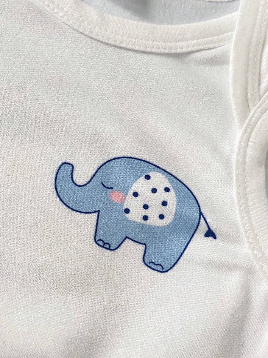 4PCS Baby Elephant Striped Print Short Sleeve Romper Set for Daily Wear and Playtime