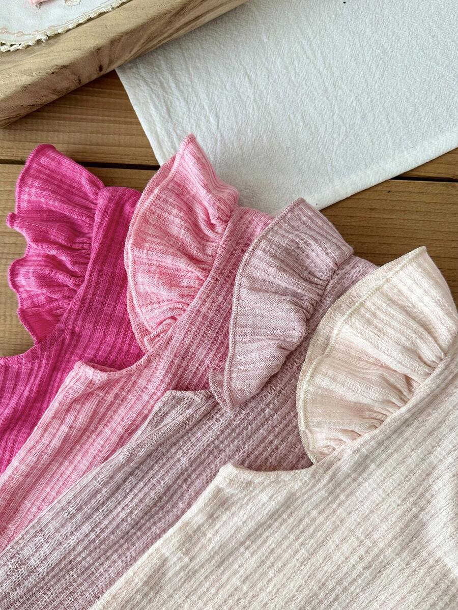 8-Piece Multi-Color Ribbed Short Sleeve Top and Shorts Set for Baby Girls