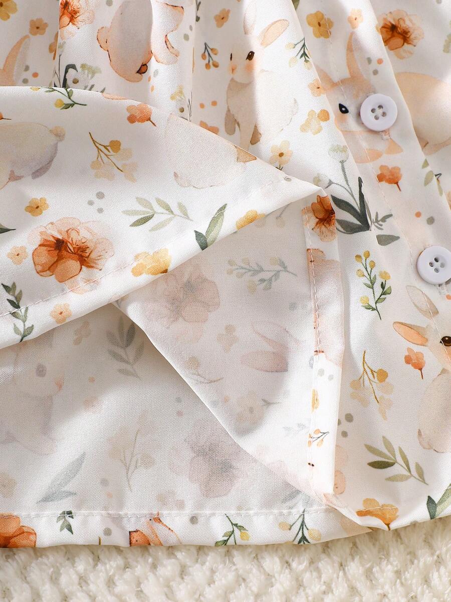 2PCS Baby Watercolor Floral Dress and Hairband Set for Cute Summer Outings