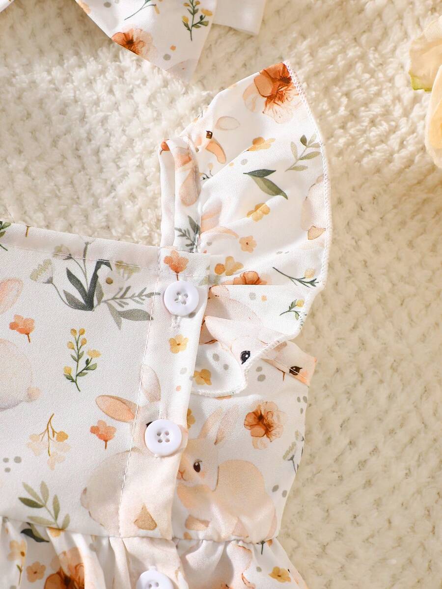 2PCS Baby Watercolor Floral Dress and Hairband Set for Cute Summer Outings
