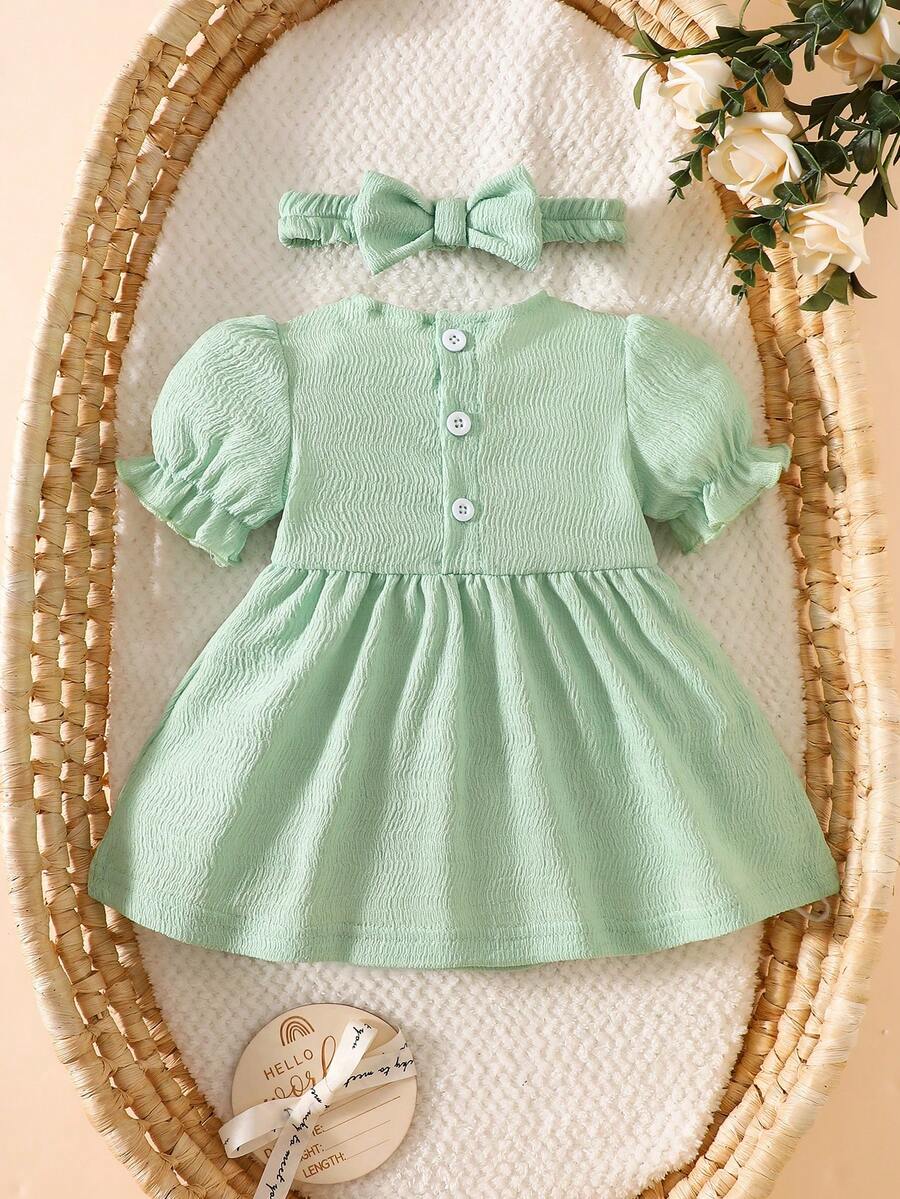Newborn Pink Bow Dress & Headband Set - Sweet Princess Style Outfit