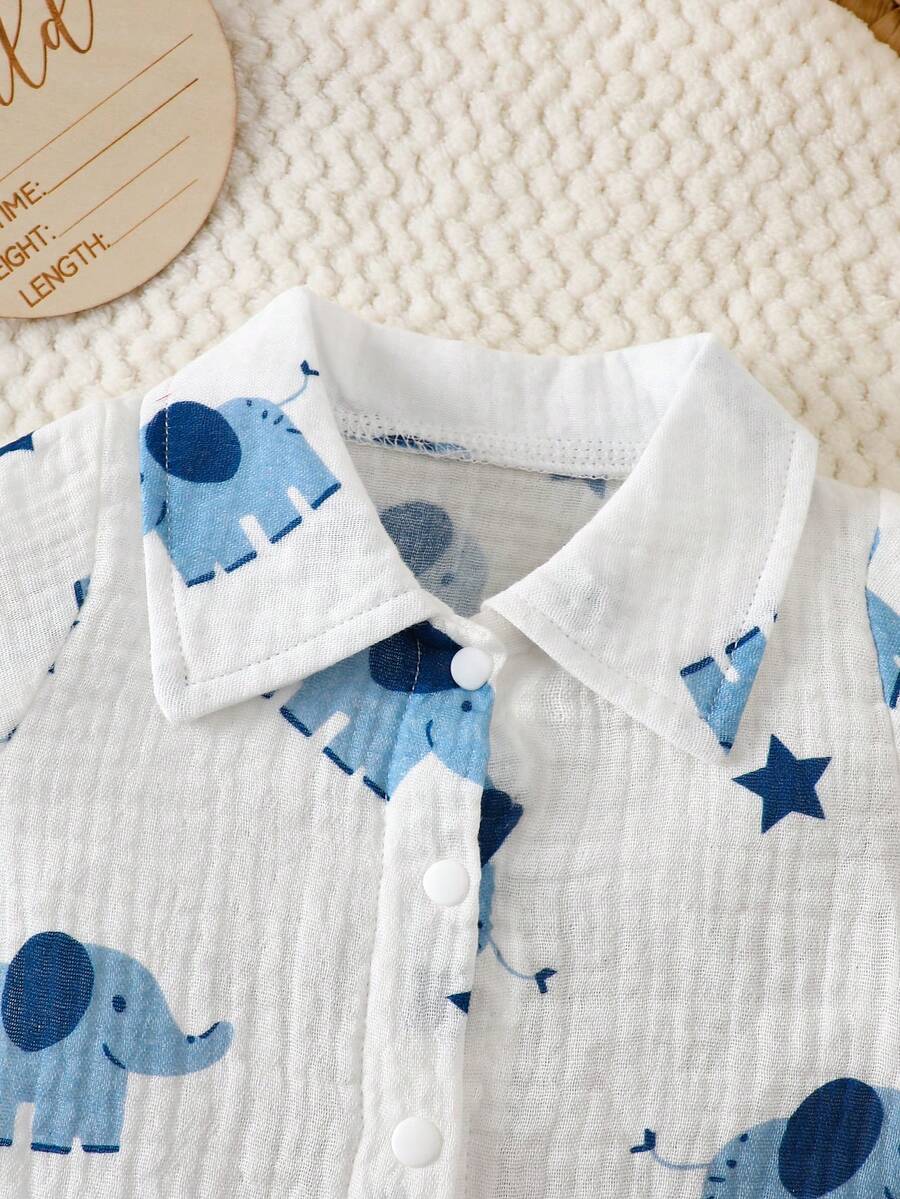 2PCS Baby Boy Gentleman Style Shirt and Shorts Set for Stylish Summer Daily Wear