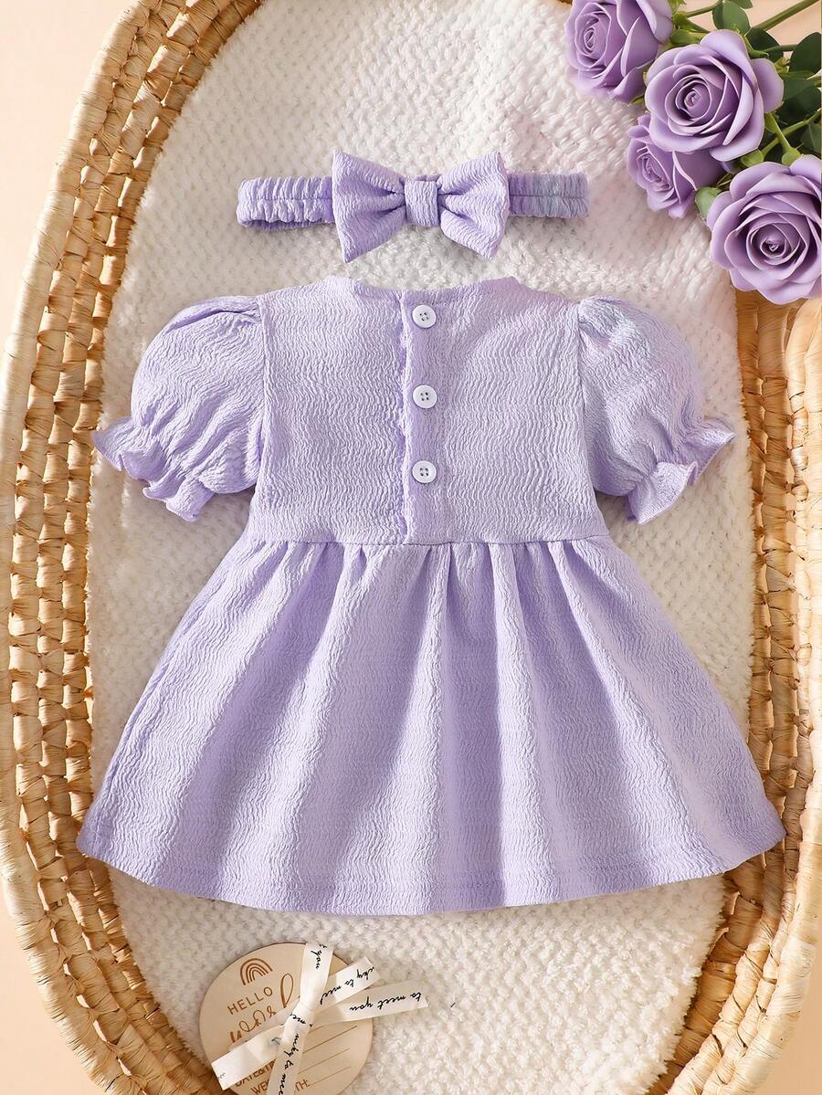 Newborn Pink Bow Dress & Headband Set - Sweet Princess Style Outfit