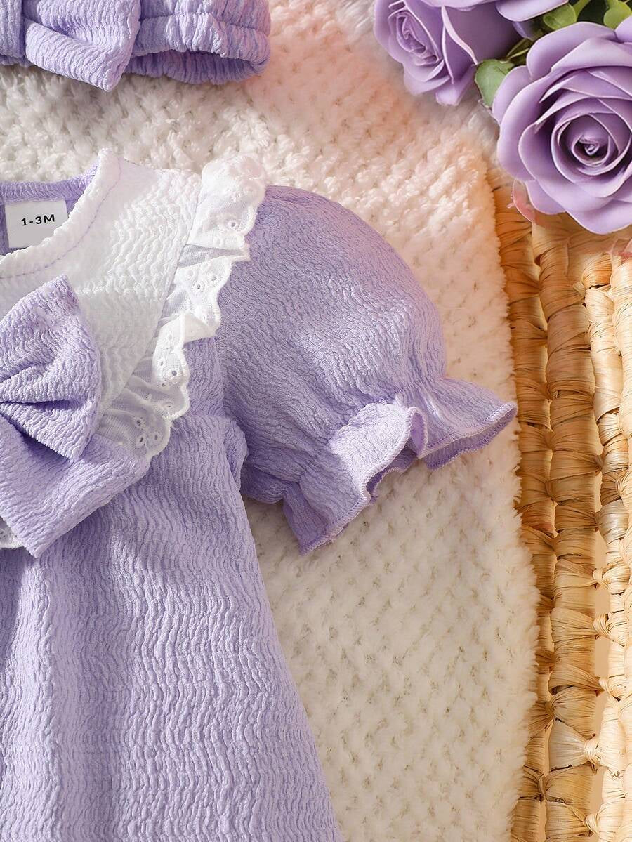 Newborn Pink Bow Dress & Headband Set - Sweet Princess Style Outfit