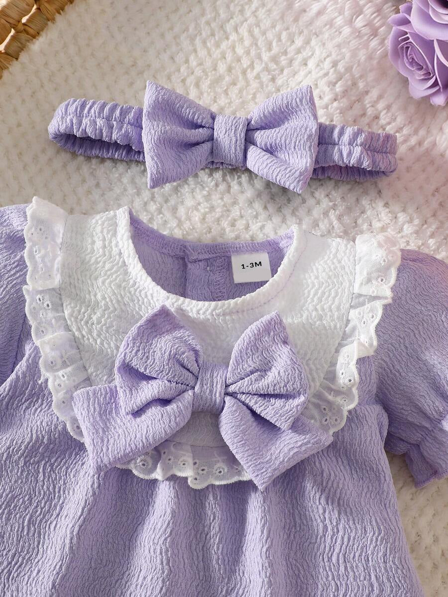 Newborn Pink Bow Dress & Headband Set - Sweet Princess Style Outfit