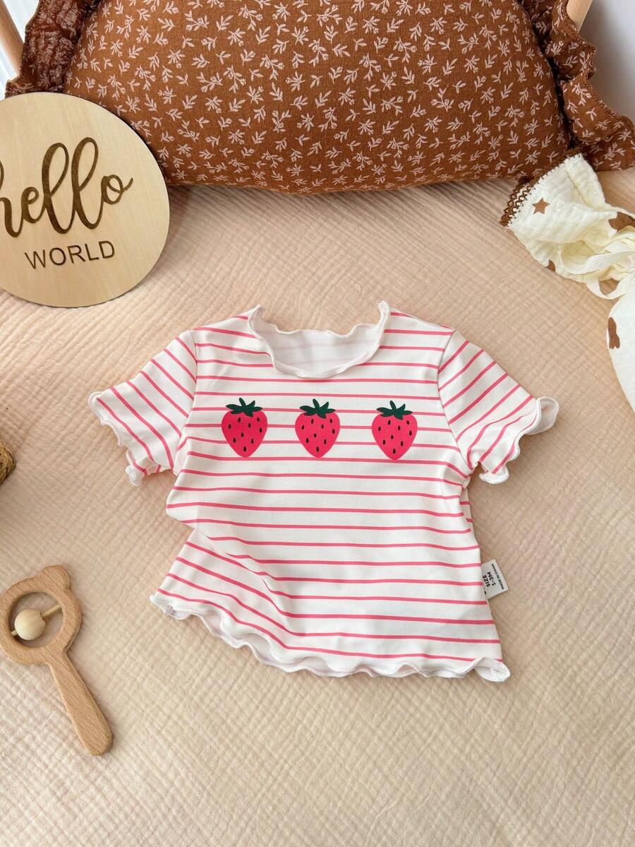 2PCS Baby Daisy Print T-Shirt and Shorts Set for Summer Daily Wear