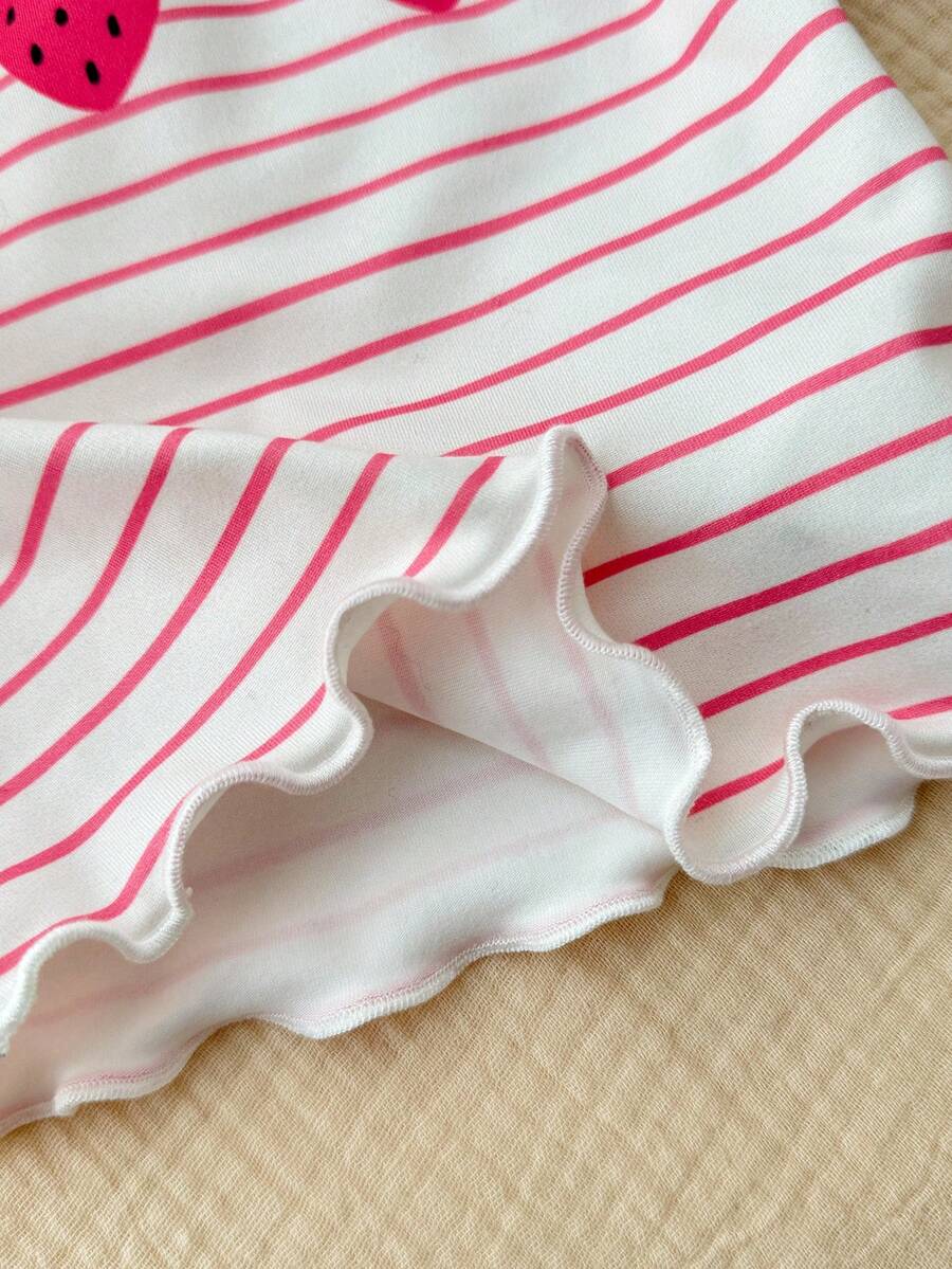2PCS Baby Daisy Print T-Shirt and Shorts Set for Summer Daily Wear