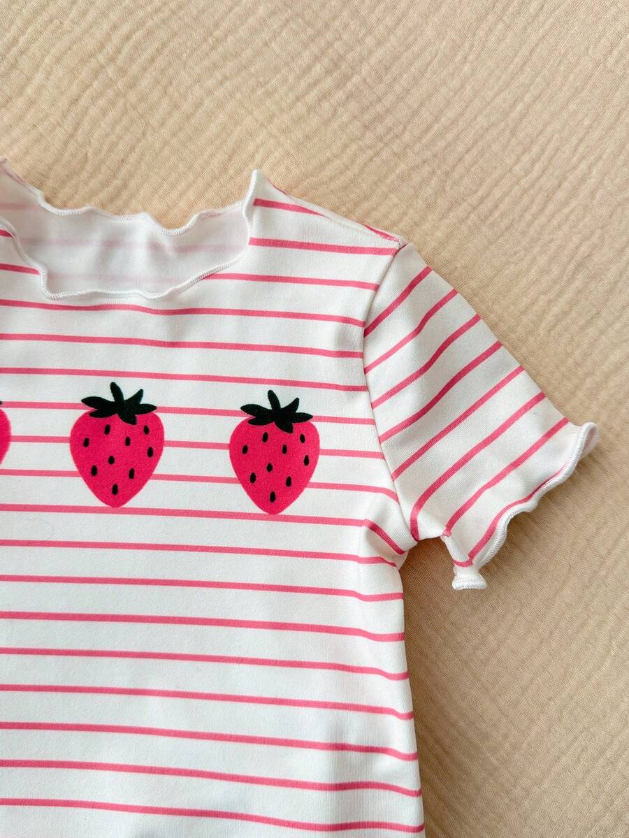 2PCS Baby Daisy Print T-Shirt and Shorts Set for Summer Daily Wear
