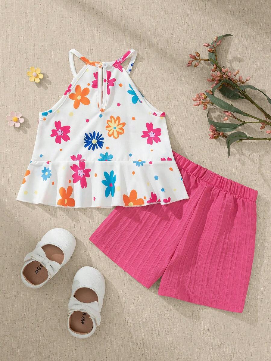 Newborn & Baby Girl 2pcs Spring/Summer Dopamine Color Vacation Set (0-3Y)