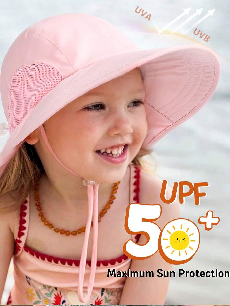 Baby Toddler Wide Brim Sun Hat with Neck Flap UPF Protection Beach and Travel Hat