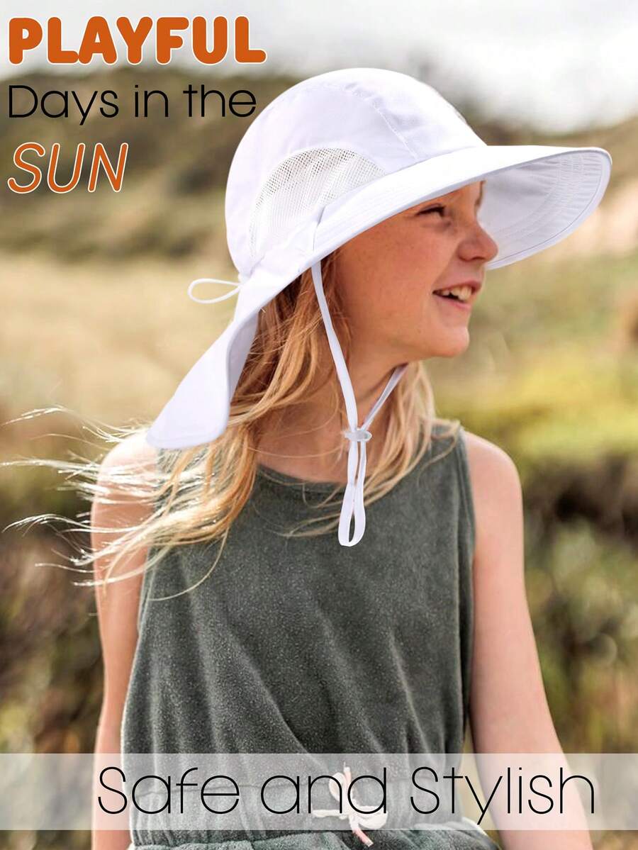 Baby Toddler Wide Brim Sun Hat with Neck Flap UPF Protection Beach and Travel Hat