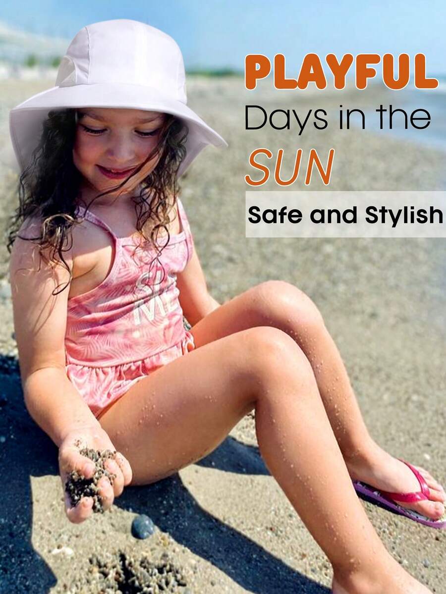Baby Toddler Wide Brim Sun Hat with Neck Flap UPF Protection Beach and Travel Hat